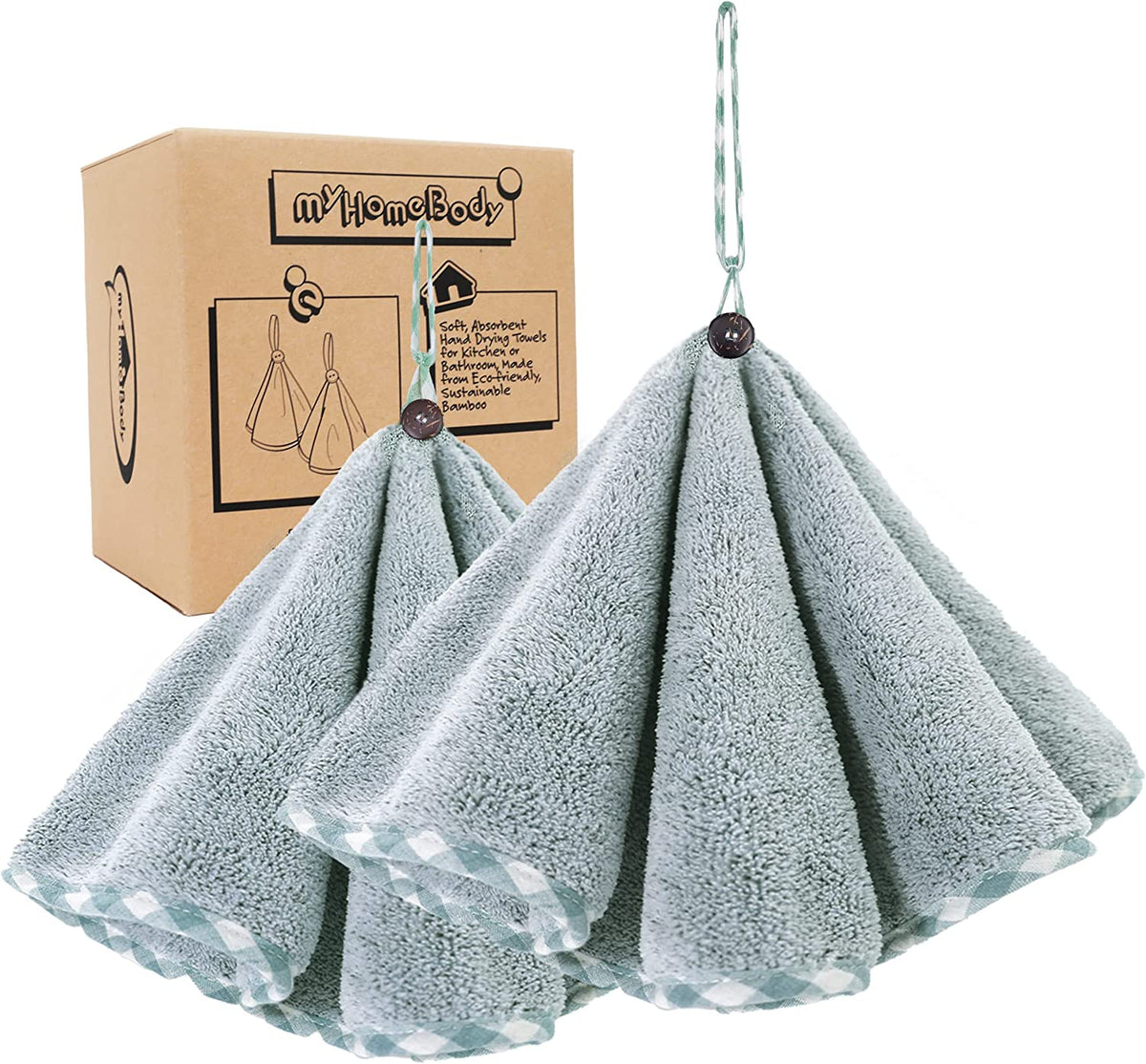 Soft and Absorbent Kitchen and Bathroom Hand Towels with Hanging Loops -  pocoro