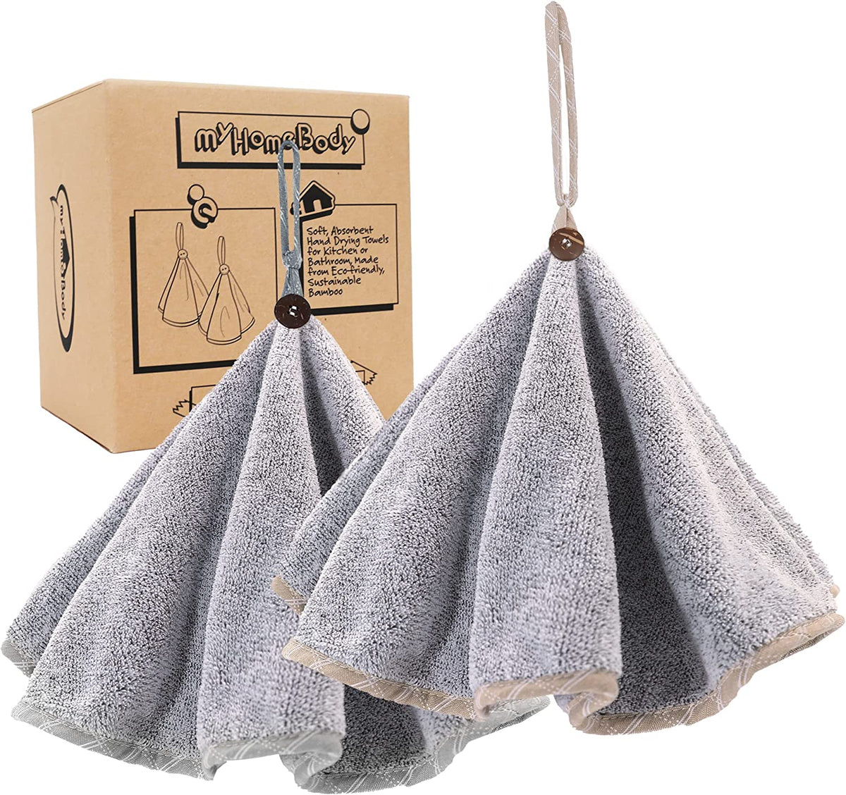 myHomeBody Ultra-Soft Charcoal Fiber Hand Drying Towels for