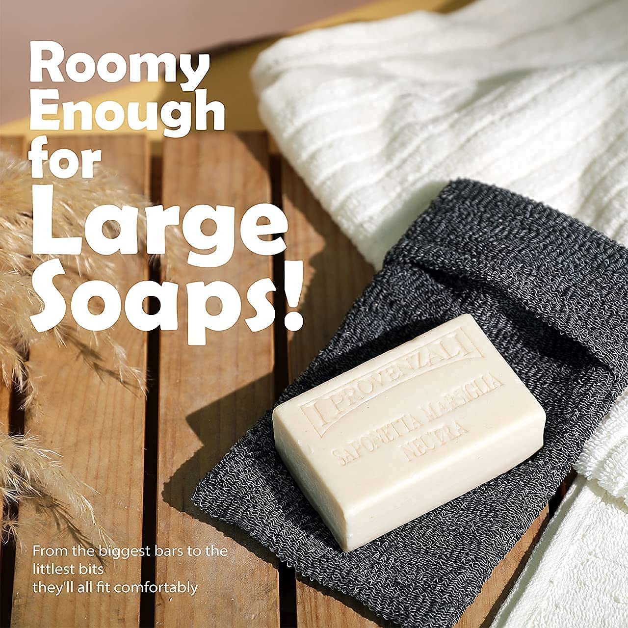 Exfoliating Soap Pocket Soap Pouches for Large Bar Soap or Leftover Soap Bits | 2 Pack