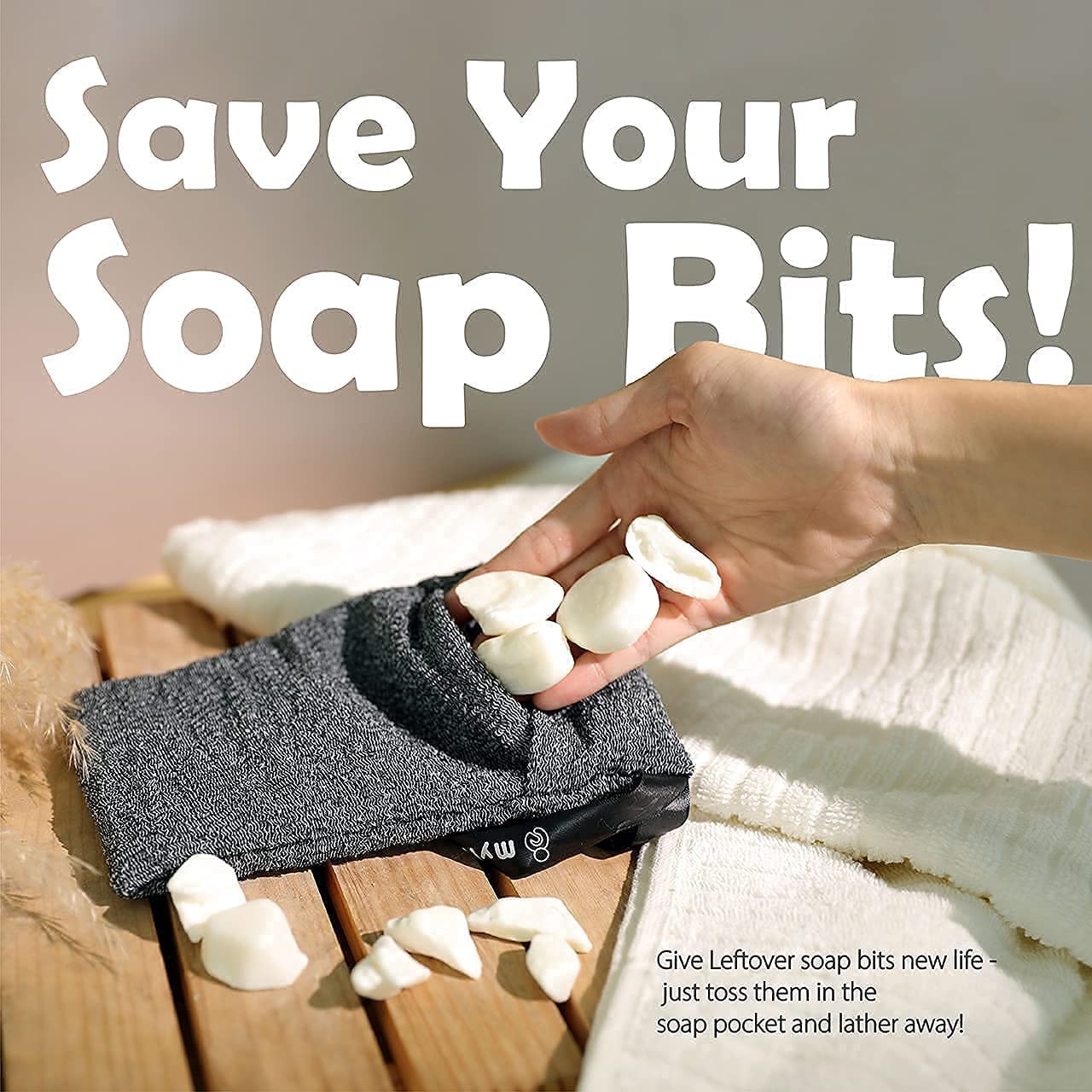 Exfoliating Soap Pocket Soap Pouches for Large Bar Soap or Leftover Soap Bits | 2 Pack