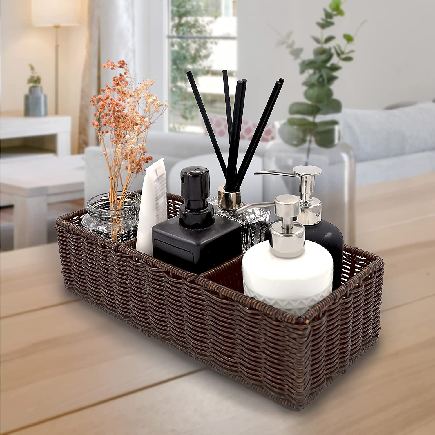 myHomeBody Wicker Basket with 3 Compartments